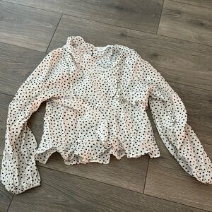 Cute cream colored black polkadot blouse
